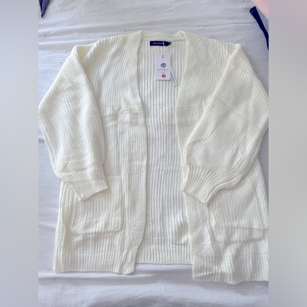 Chunky Cream Cardigan- Women's Medium NWT